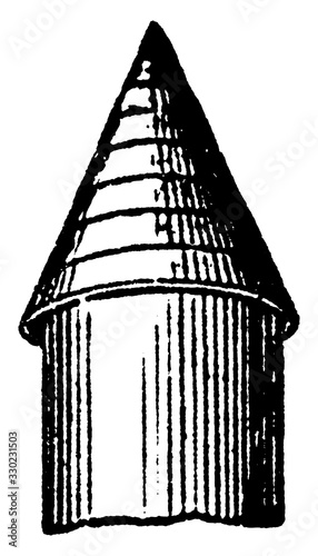 Conical Style Roof Type, vintage illustration.