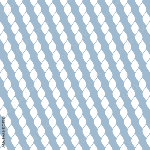Vector seamless pattern with diagonal ropes. Nautical maritime style. Subtle light blue and white geometric texture. Simple abstract repeatable background. Design for decoration, textile, wallpapers