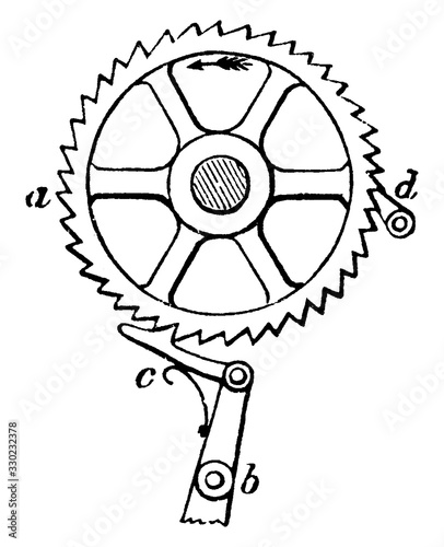 Ratchet Wheel, vintage illustration.