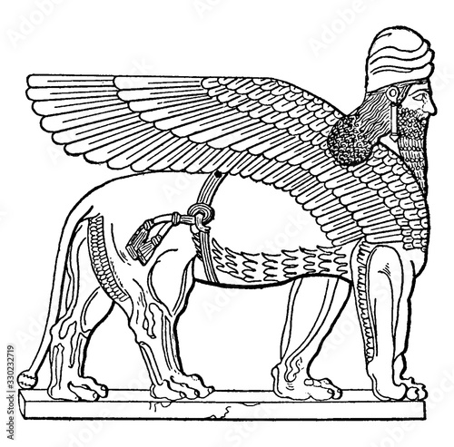 Nergal/Assyrian God, vintage illustration.