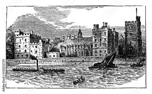 Lambeth Palace, vintage illustration.