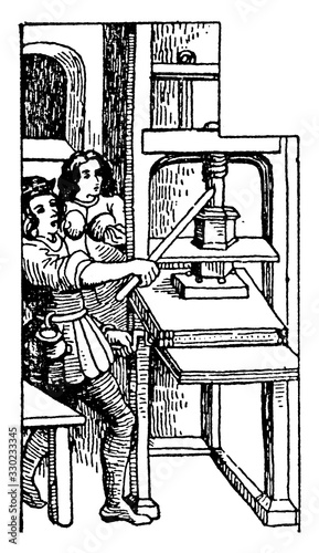 Φωτογραφία Printing Press, vintage illustration