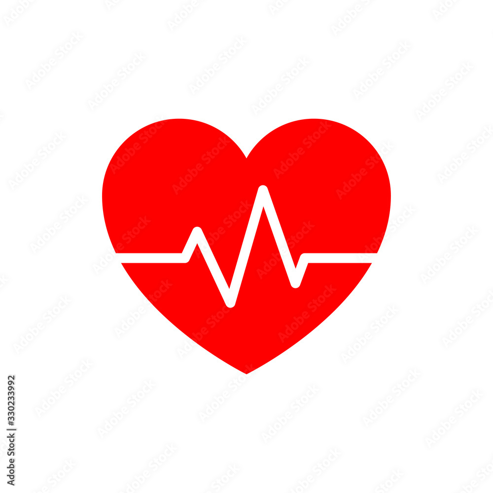 heart beat pulse flat icon red color heart beat pulse flat icon red color