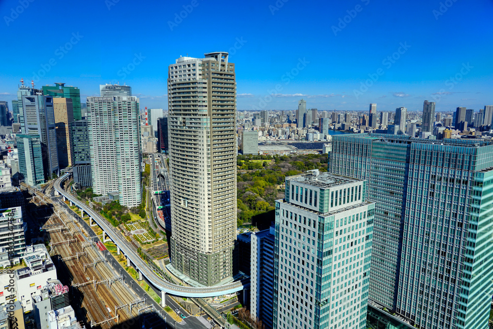 Fototapeta premium 東京 2020年 景色 HDR 展望 展望台 俯瞰 遠景 昼間 快晴 青空