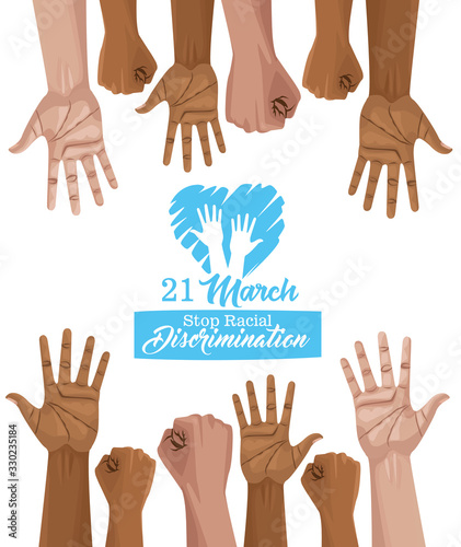 stop racism international day poster with