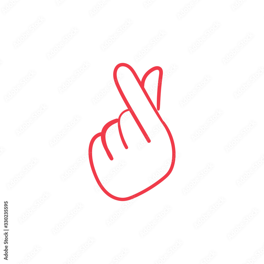 Love finger gesture, korean symbol of love. Asian heart. Illustration doodle. Love finger gesture, korean symbol of love. Asian heart. Illustration doodle.