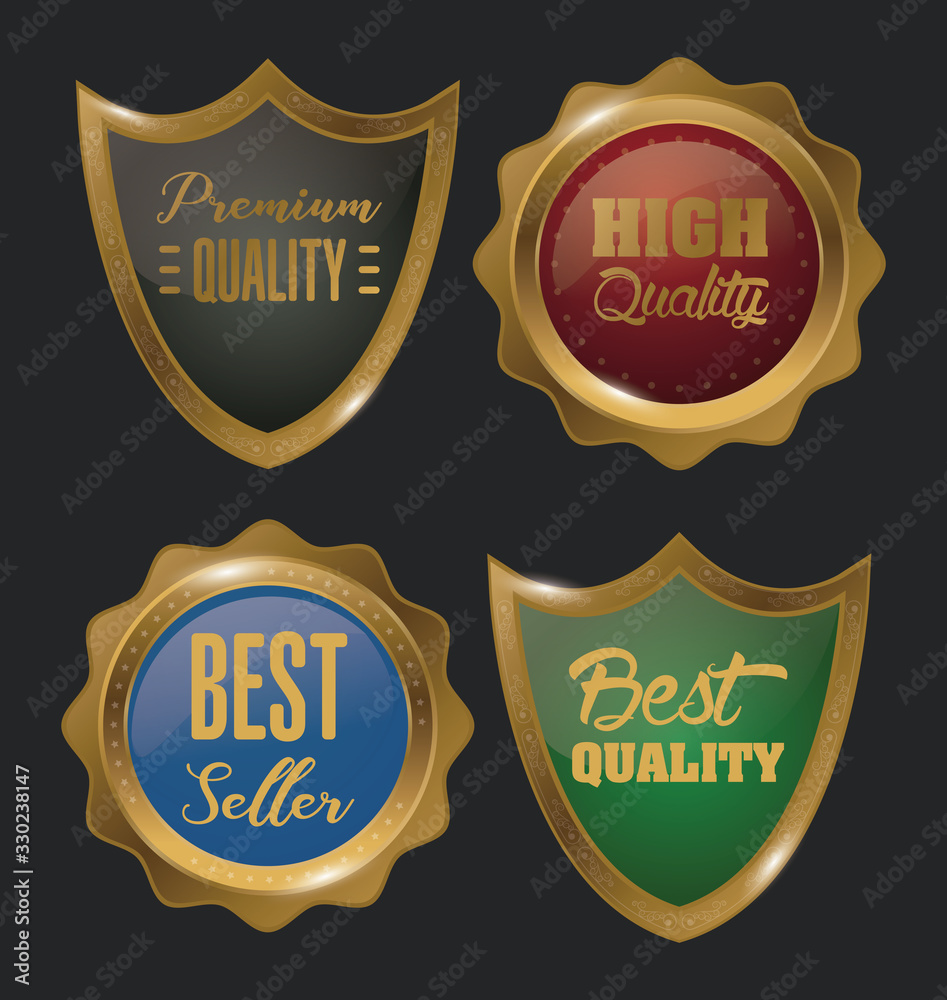 Obraz premium bundle of badges golden emblems icon