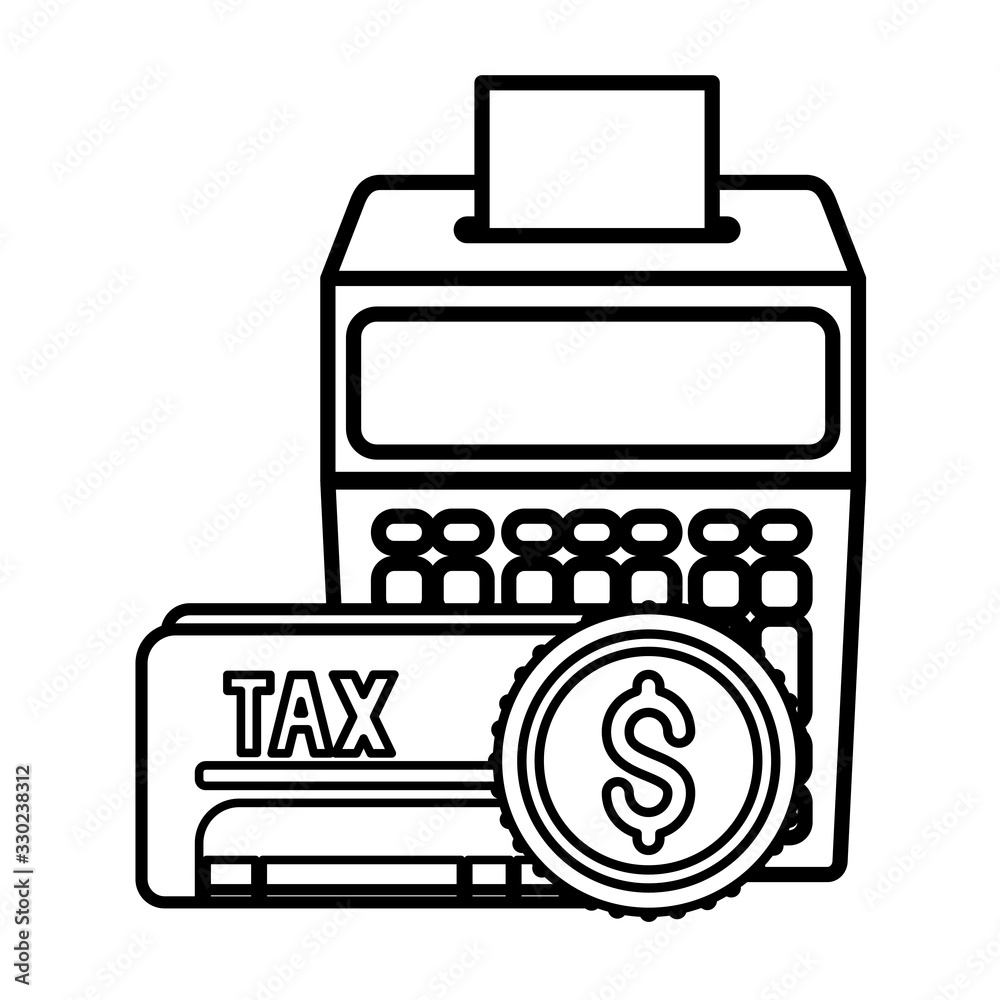 Isolated tax document coin and calculator vector design Isolated tax document coin and calculator vector design