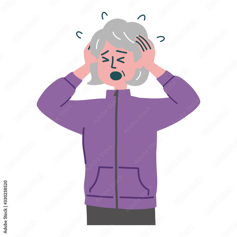 Obraz premium シニア 女性 スポーツウェア 焦り