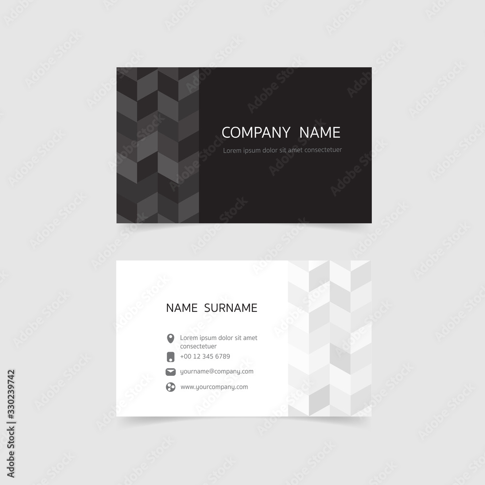 Fototapeta premium Minimal business card print template design. Black White color and simple clean layout.Vector illustration flat design.