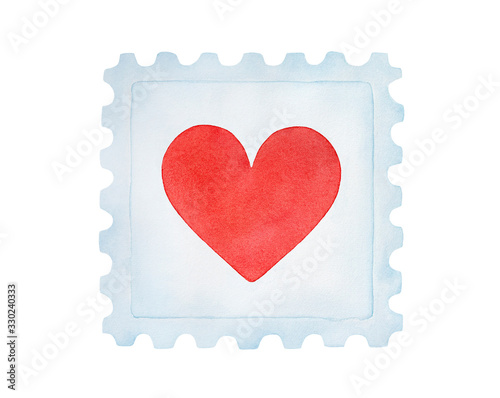 Pink Red Watercolor Heart Postage Stamp  Watercolor heart, Postage stamps,  Self inking stamps