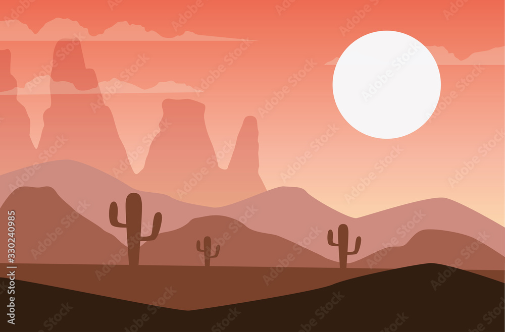 Fototapeta premium beautiful landscape with desert scene
