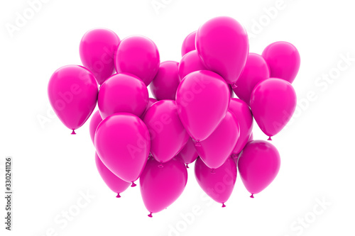 Realistic Celebrate Balloon Birthday Flying On Studio Background	