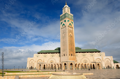 Huge Hassan II Mosque with worlds tallest minaret in Casablanca Morocco