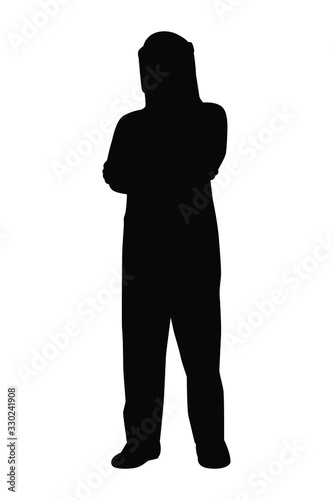 A man in virus or chemical protection suit with equipment silhouette vector, disease silhouette, Coronavirus, Covid-19