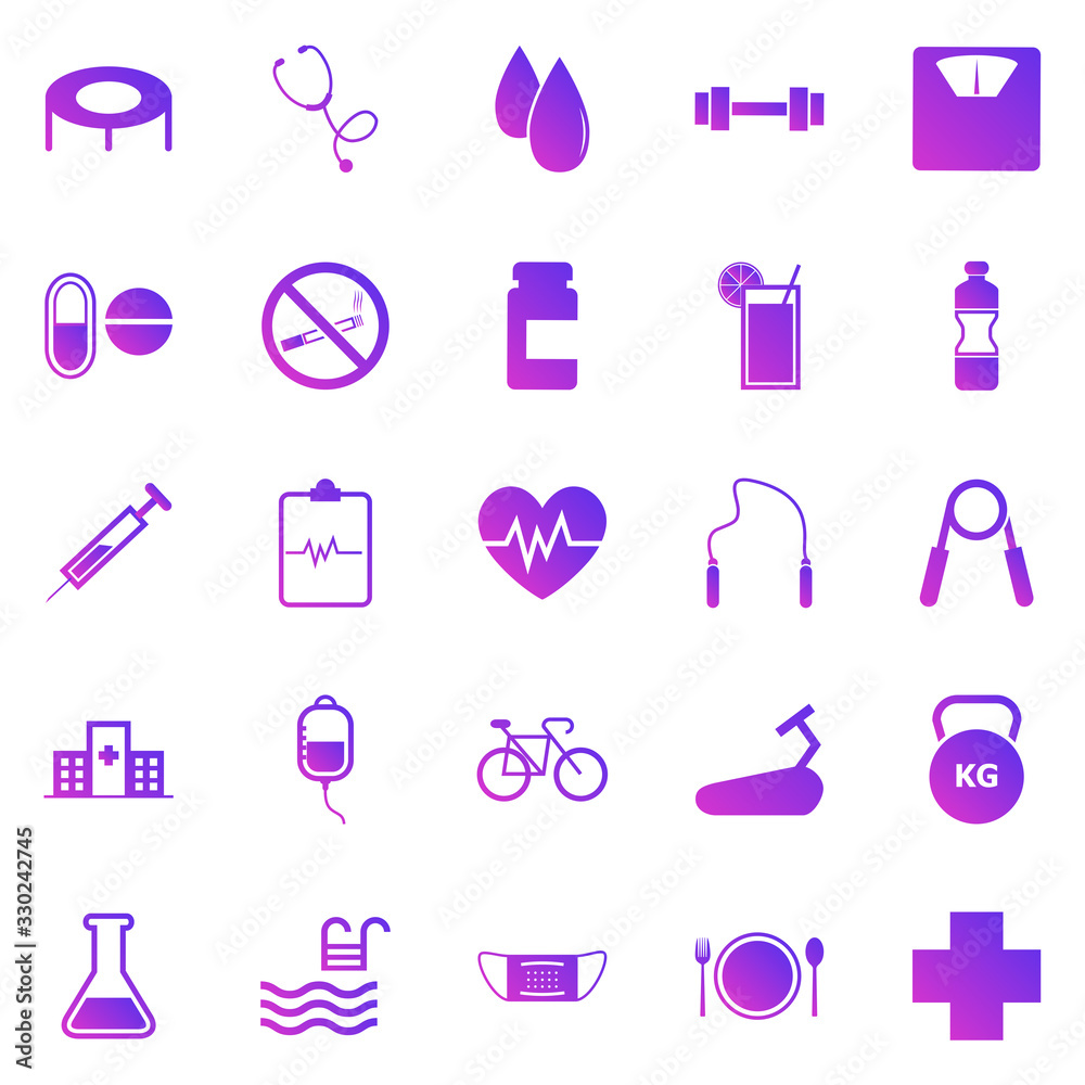 Health gradient icons on white background Health gradient icons on white background