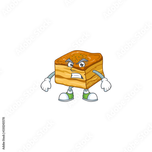 Charming baklava mascot design style waving hand