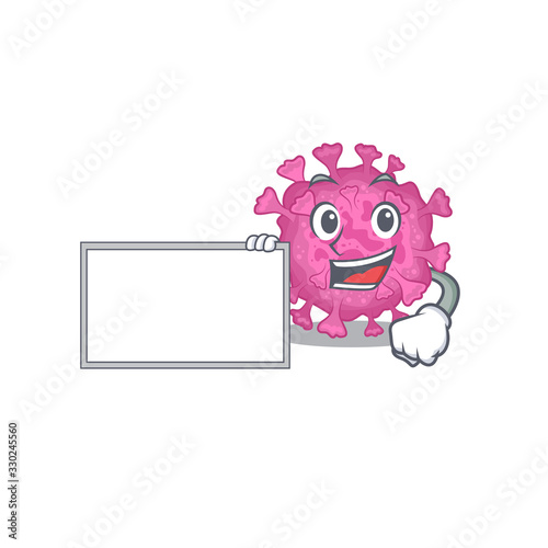 Corona virus organic with board cartoon mascot design style