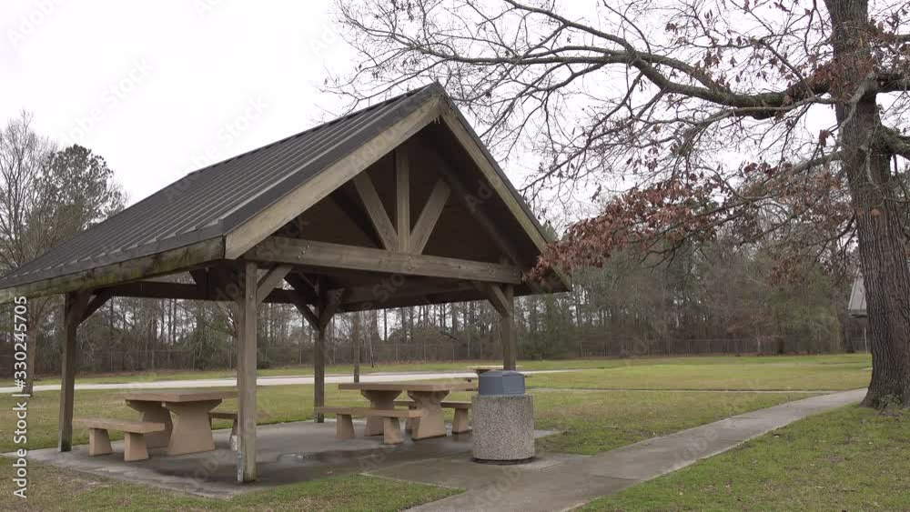 Left To Right Panoramic View Of Picnic Tables At Rest Stop On Interstate Highway 002 Left To Right Panoramic View Of Picnic Tables At Rest Stop On Interstate Highway 002