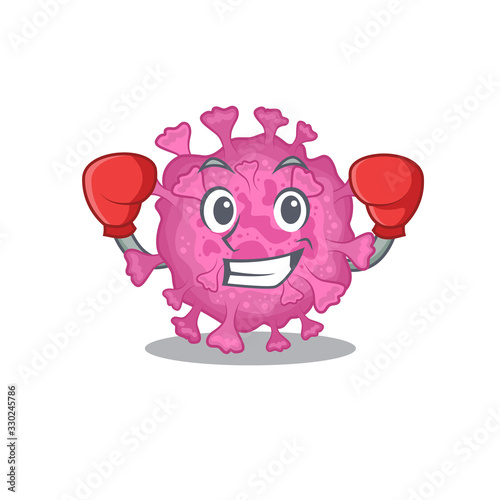 A sporty corona virus organic boxing mascot design style