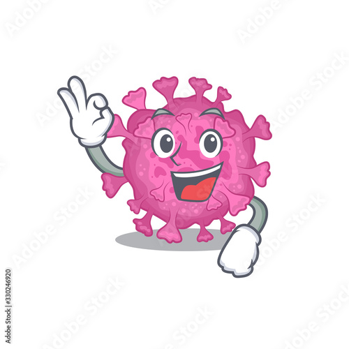 Corona virus organic cartoon character design style making an Okay gesture