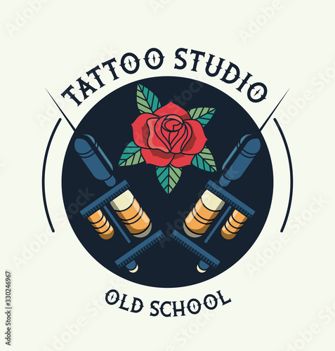 tattoo studio machines with rose image artistic