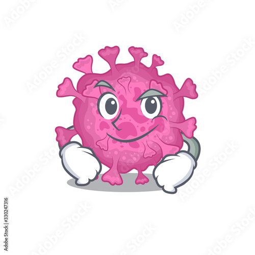 Funny corona virus organic mascot character showing confident gesture