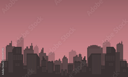 Silhouette of cities with nuances at dusk.