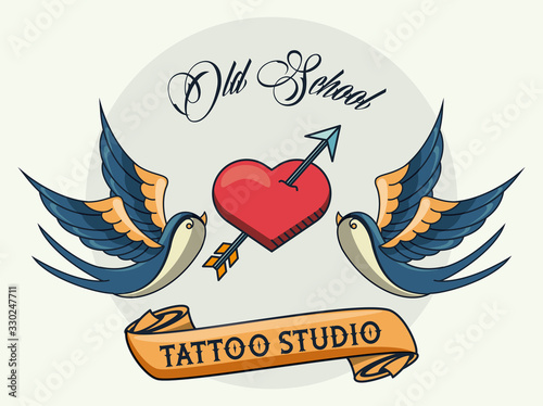birds and heart tattoo studio image artistic