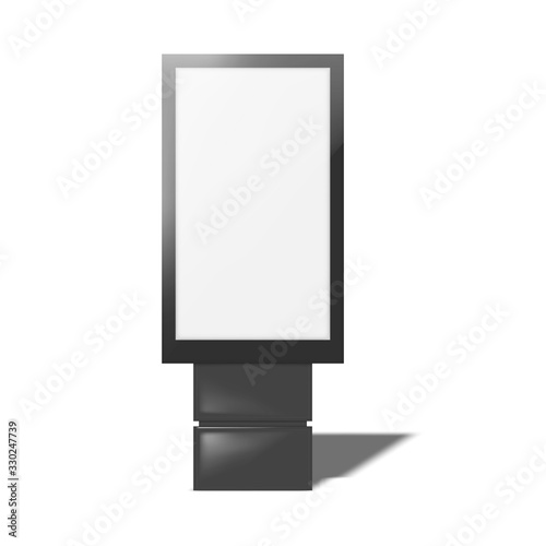 Light box front, realistic vector mockup. Blank white advertising banner stand, mock-up