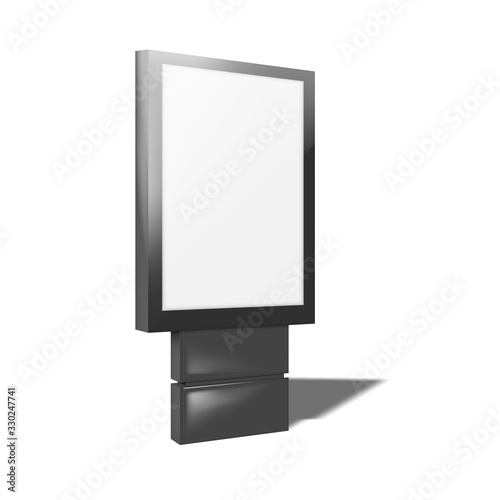 Light box, vector mockup. Blank white advertising banner stand, template for design