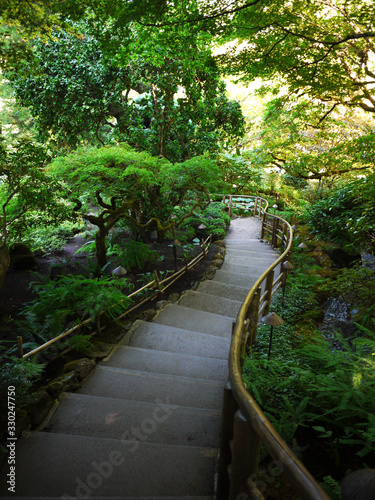 Beautiful Japanese style garden at The Butchart Gardens in Brentwood Bay, British Columbia, Canada. 