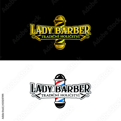 Abstract modern colorful lady barber logo design, logo for inspirations