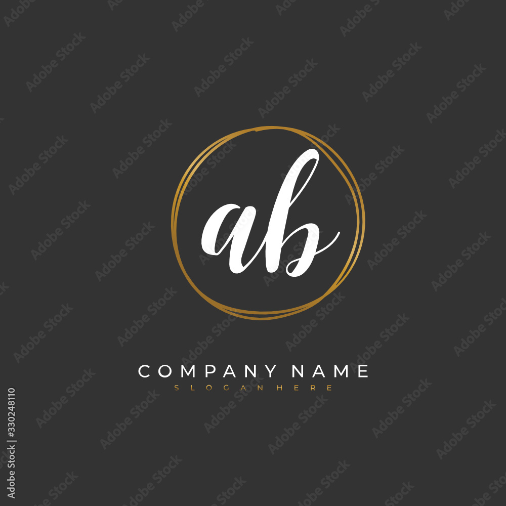 Handwritten initial letter A B AB for identity and logo. Vector logo template with handwriting and signature style.