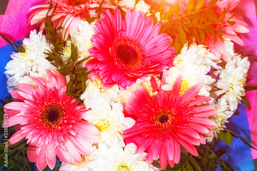 Beautiful bouquet of Pink gerberas and white chrysanthemums