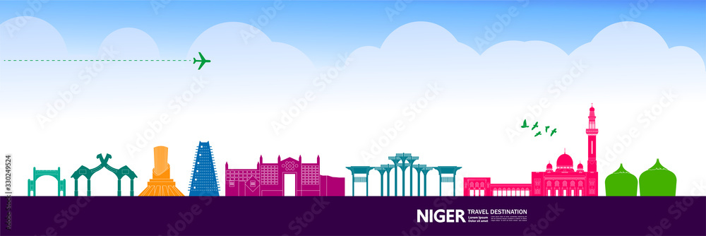 Niger travel destination grand vector illustration. 