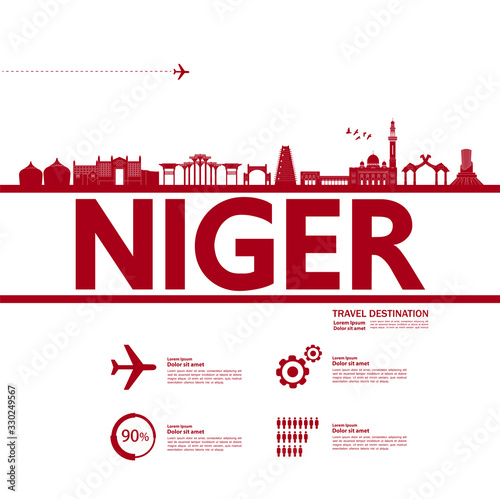 Niger travel destination grand vector illustration. 