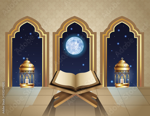 ramadan kareem celebration with koran book