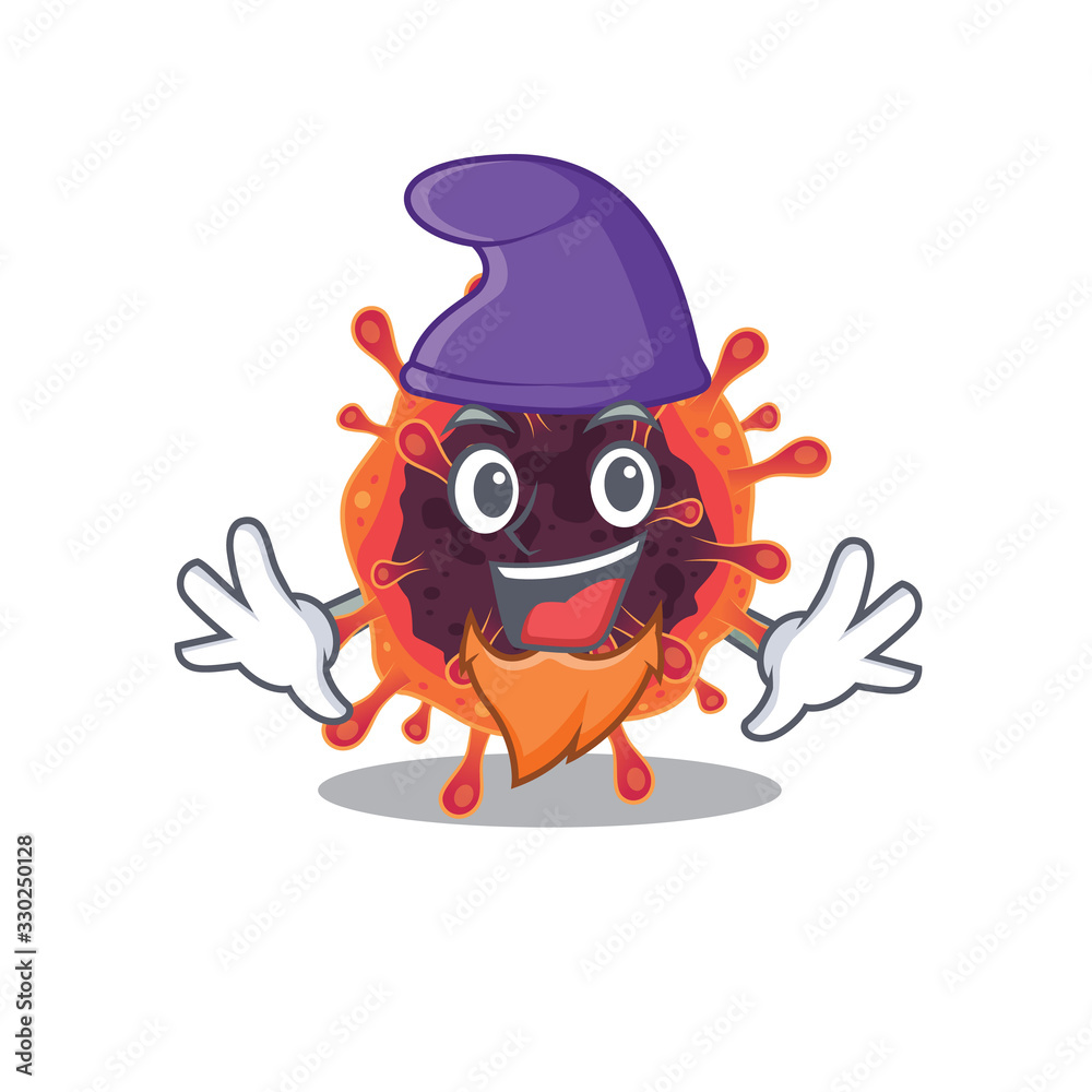 Naklejka premium Cute and funny corona virus zone cartoon character dressed as an Elf