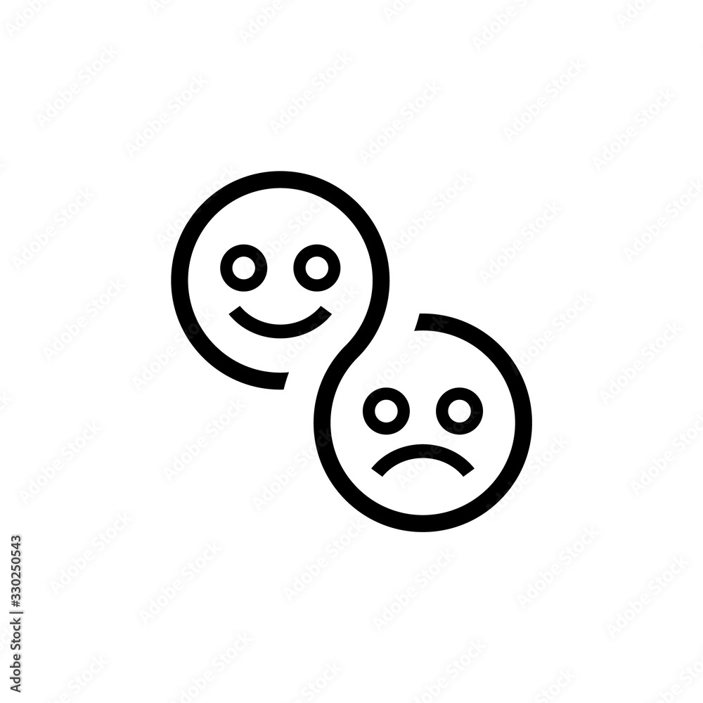 Fototapeta premium Vector icon of a cheerful and sad emoticon.