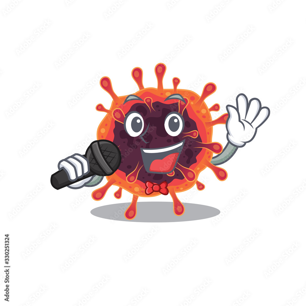 Cute corona virus zone sings a song with a microphone Cute corona virus zone sings a song with a microphone