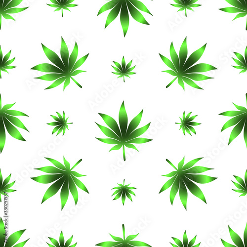Seamless pattern of cannabis leaf used in medicine. Vector. Marijuana on a colorless isolated background. Agricultural crop-hemp. Idea for Wallpaper  cover art  textiles. Organic print. Floral pattern