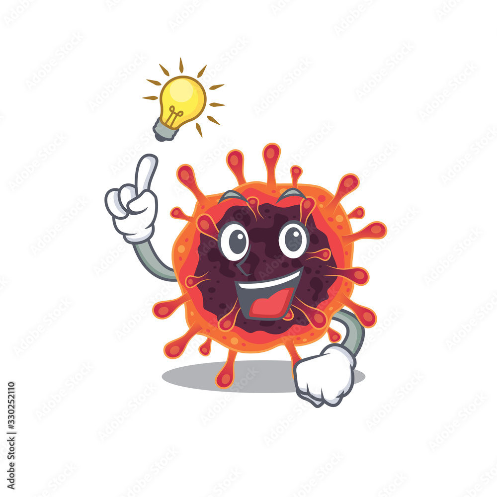 Have an idea gesture of corona virus zone mascot character design