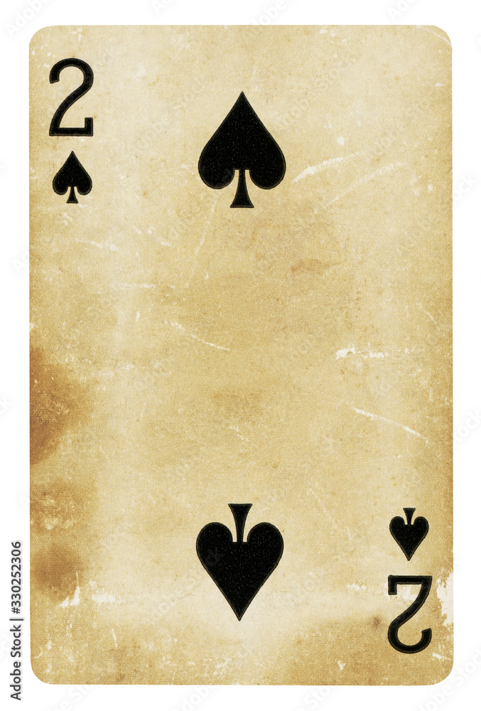 Two of Spades Vintage playing card - isolated on white (clipping path