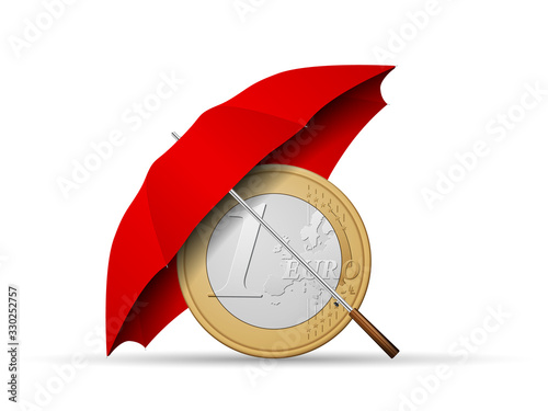 One euro under umbrella