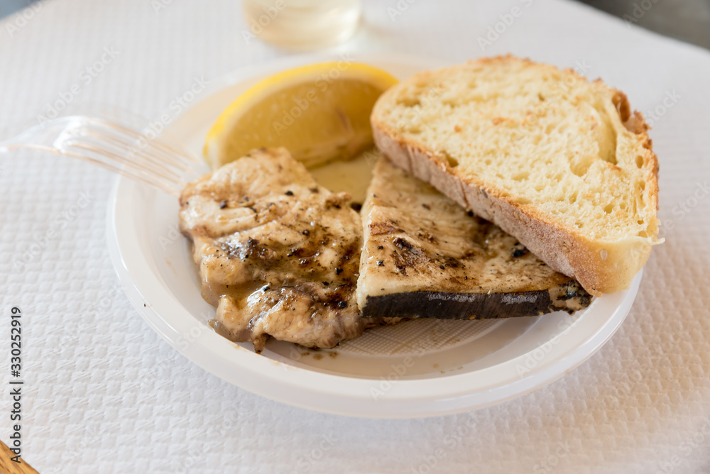 Grilled Swordfish with bread