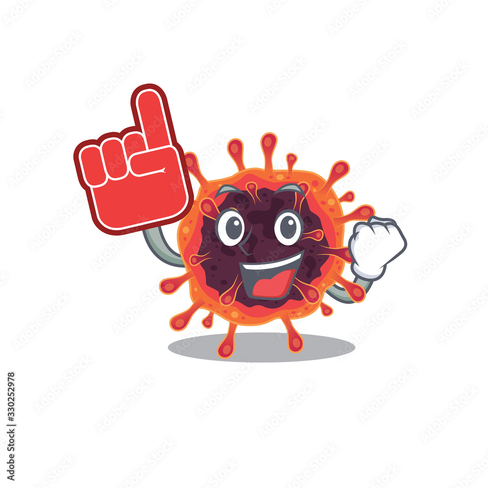 Corona virus zone mascot cartoon style with Foam finger