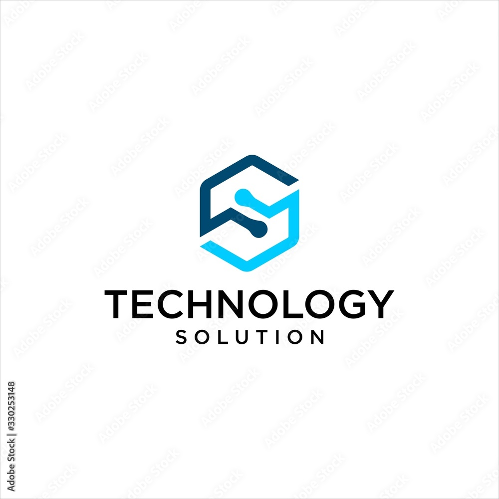 letter S logo design for digital technology logo vector 