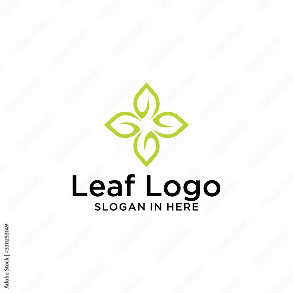 sophisticated green leaf vector with ornament concept logo design