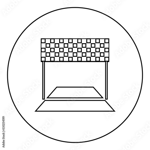Finish concept Maraphon line racing panorama road icon in circle round outline black color vector illustration flat style image